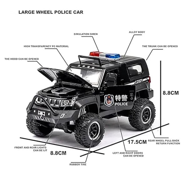 Jeep Police - Diecast Metal Car - Scale 1:24/1:32