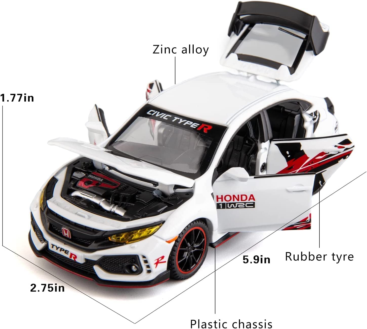 HONDA CIVIC TYPE-R- Diecast Metal Car - Scale 1:32