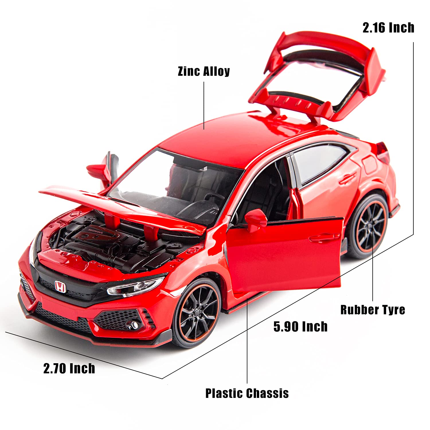 HONDA CIVIC TYPE-R- Diecast Metal Car - Scale 1:32