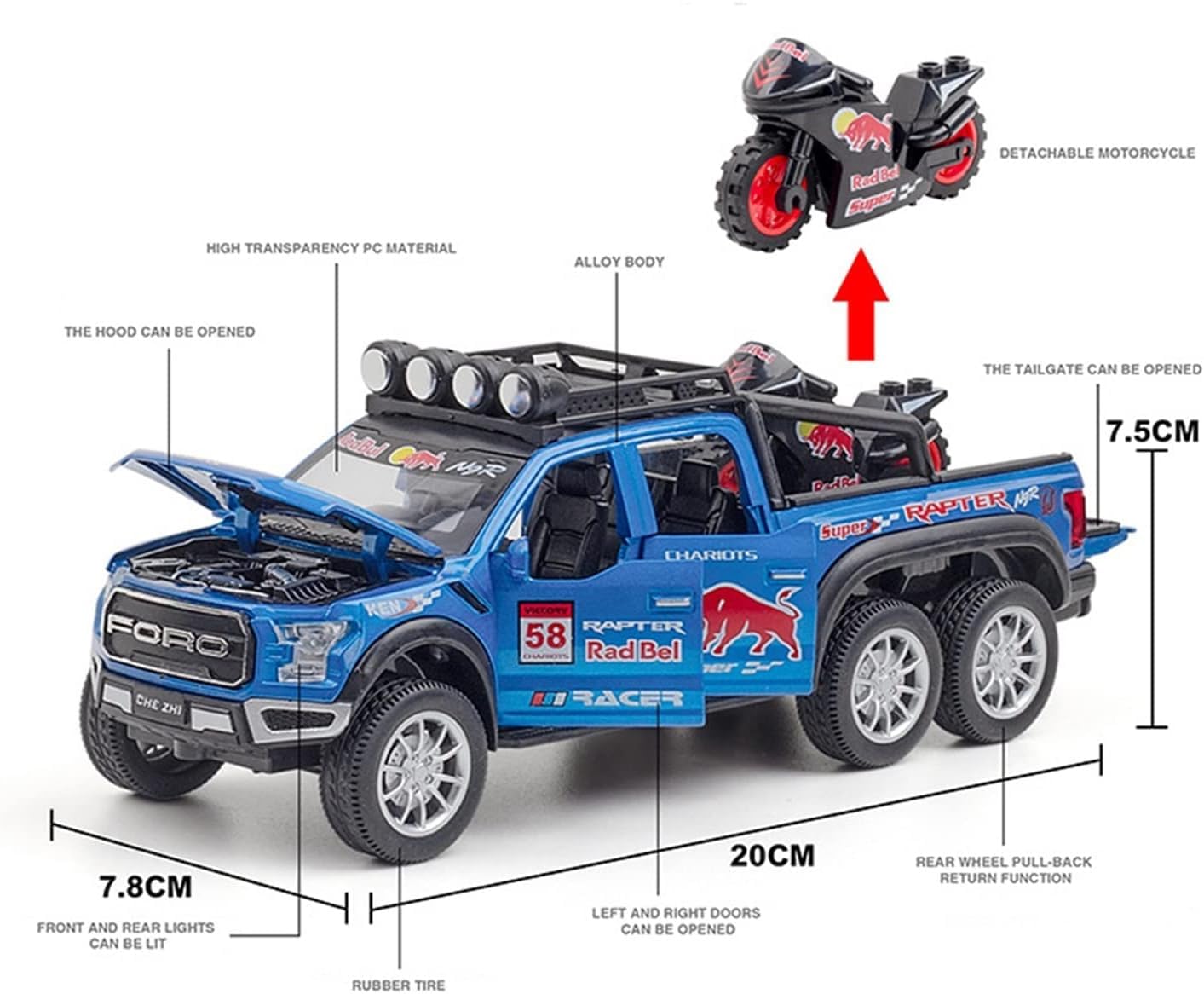 Ford Raptor F150 Pick-up - Diecast Metal Car - Scale 1:24