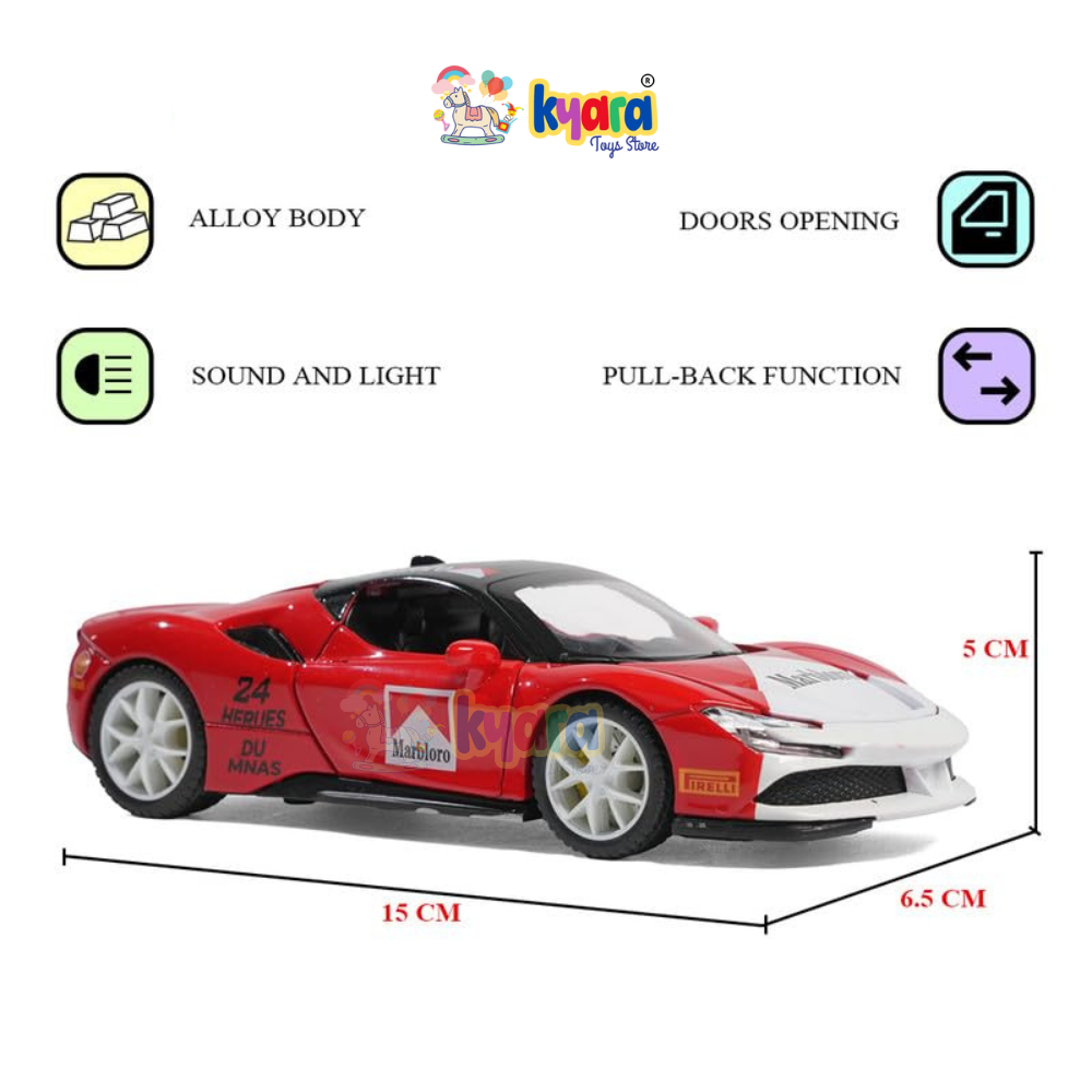 Ferrari SF90 Marlboro Race  - Diecast Metal Car - Scale 1:32