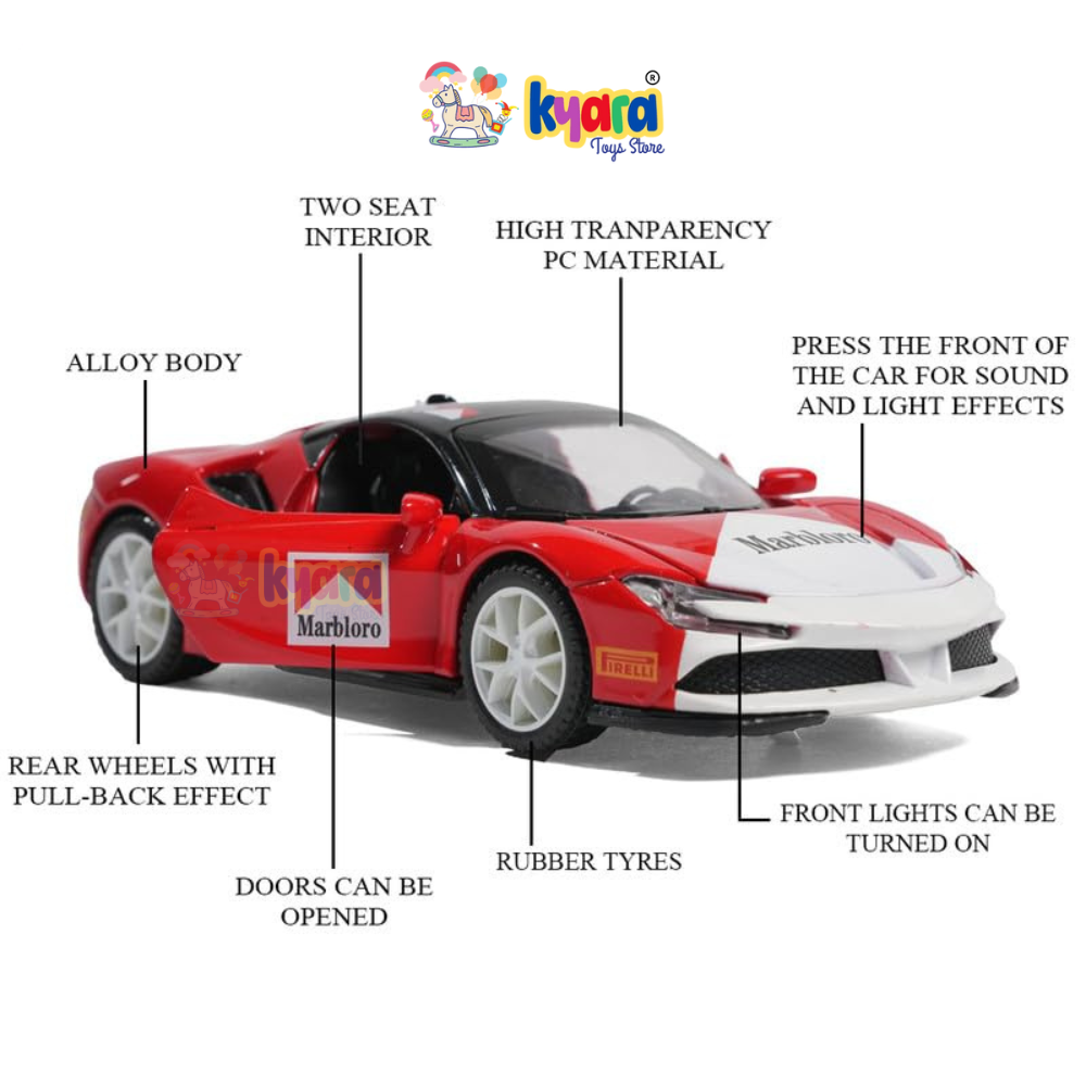 Ferrari SF90 Marlboro Race  - Diecast Metal Car - Scale 1:32