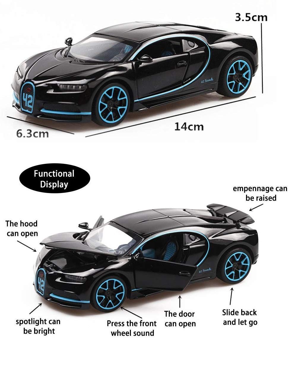 Bugatti Chiiron - Diecast Metal Car - Scale 1:32