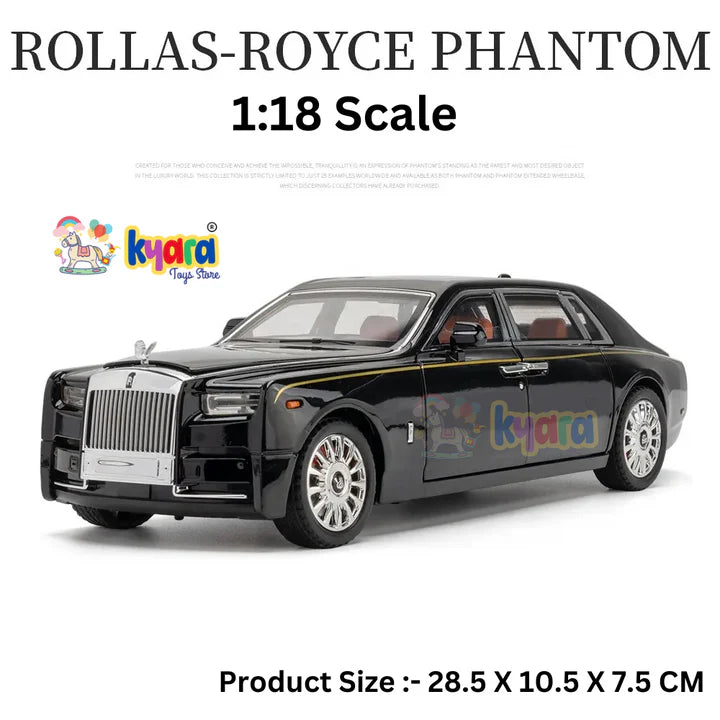 Rolls-royce Phantom Black-Silver - Diecast Metal Car - Scale 1:24 / 1:18