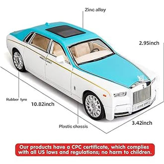 Rolls Royce Phantom White-Blue - Diecast Metal Car - Scale 1:32 / 1:24
