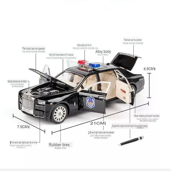 Rolls Royce Phantom Police - Diecast Metal Car - Scale 1:24