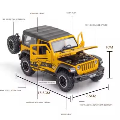 Jeep Rubicon - Diecast Metal Car - Scale 1:32 / 1:24