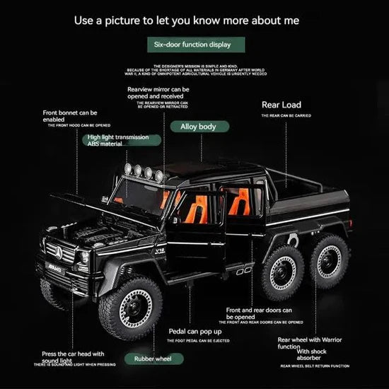 Mercedes 6x6  - Diecast Metal Car - Scale 1:24