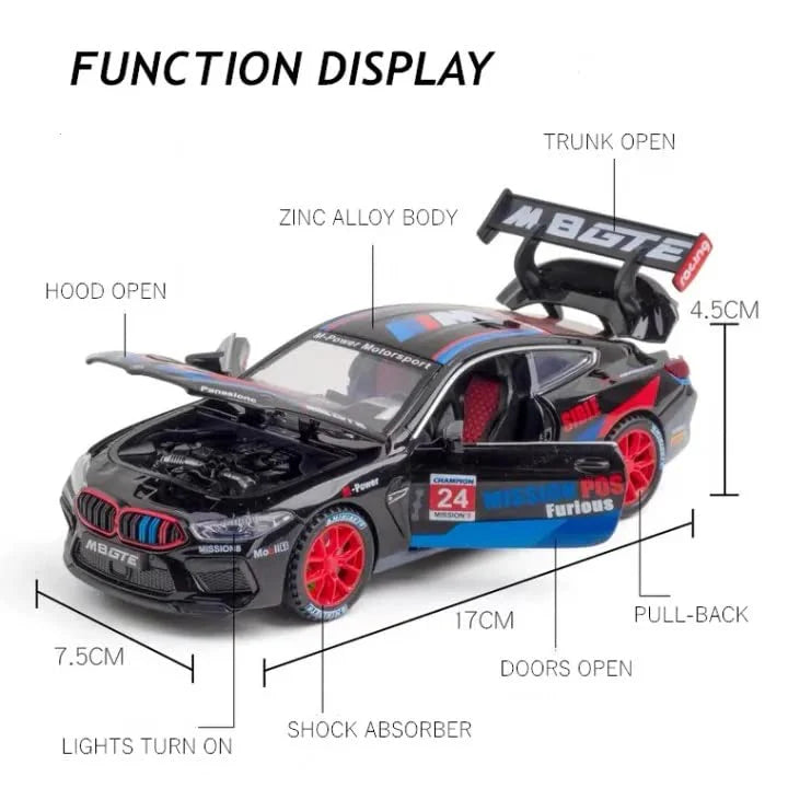 Bmw M8 Gte - Diecast Metal Car - Scale 1:24/1:32