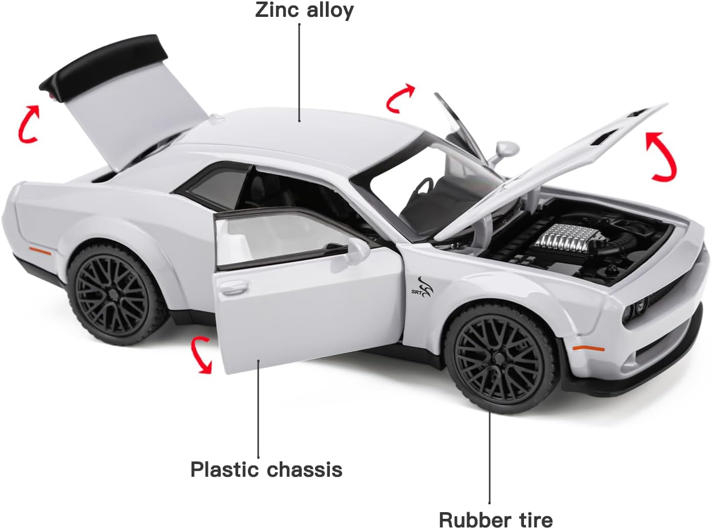 Dodge Challenger Hellcat - Diecast Metal Car - Scale 1:24