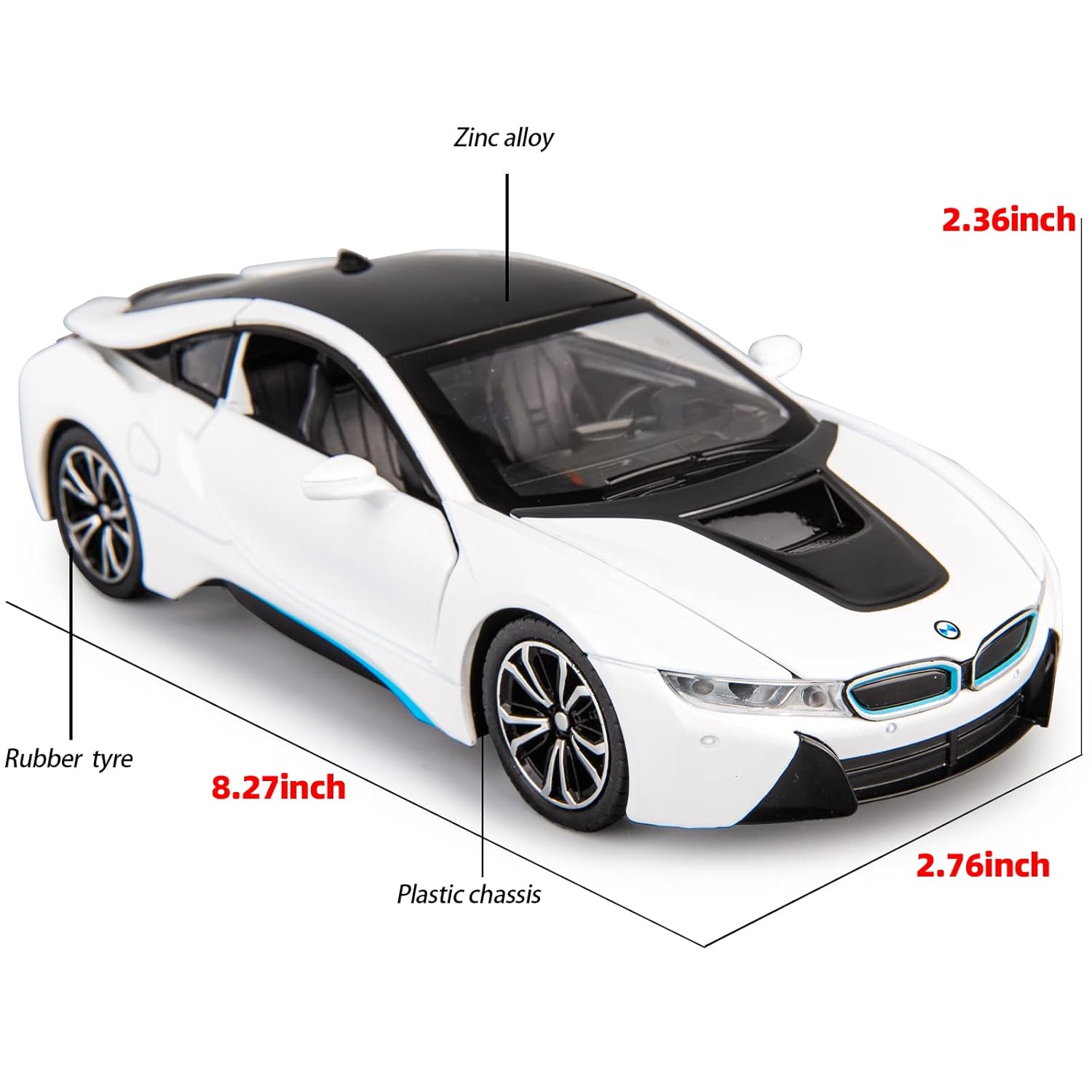 Compatible For Bmw I8 - Diecast Metal Car - Scale 1:24
