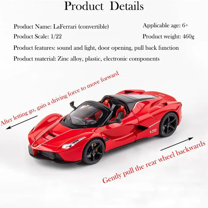 BIG SIZE Ferrari Rafa Roadster SPORT- Diecast Metal Car - Scale 1:24