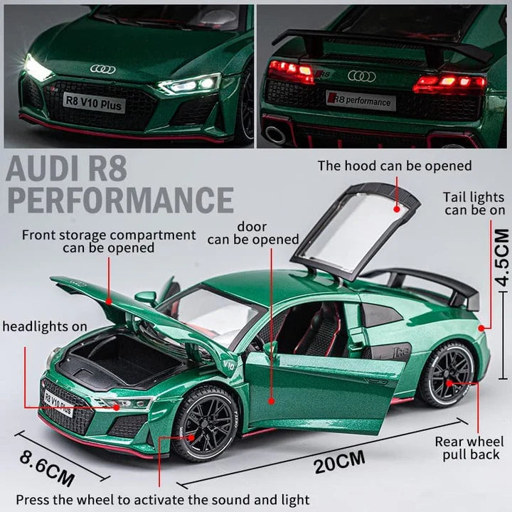 Audi R8 V10 - Diecast Metal Car - Scale 1:24/1:32
