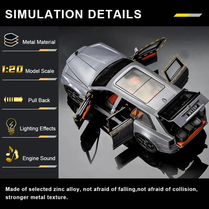 Rolls Royce Cullinan Gray- Diecast Metal Car - Scale 1:24