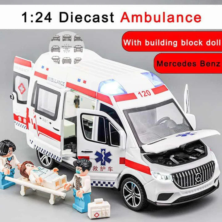 Mercedes Benz Ambulance Van- Diecast Metal Car - Scale 1:24