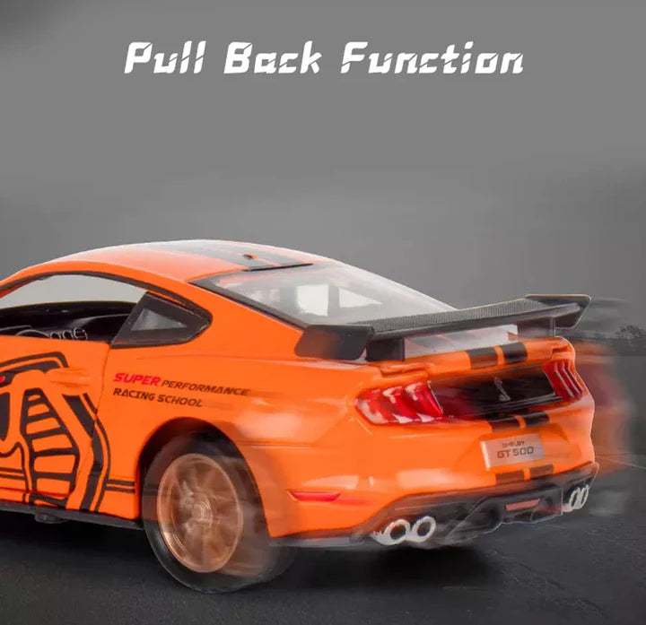 Mustang Gt500 Orange Scale  Model  - Diecast Metal Car - Scale 1:32