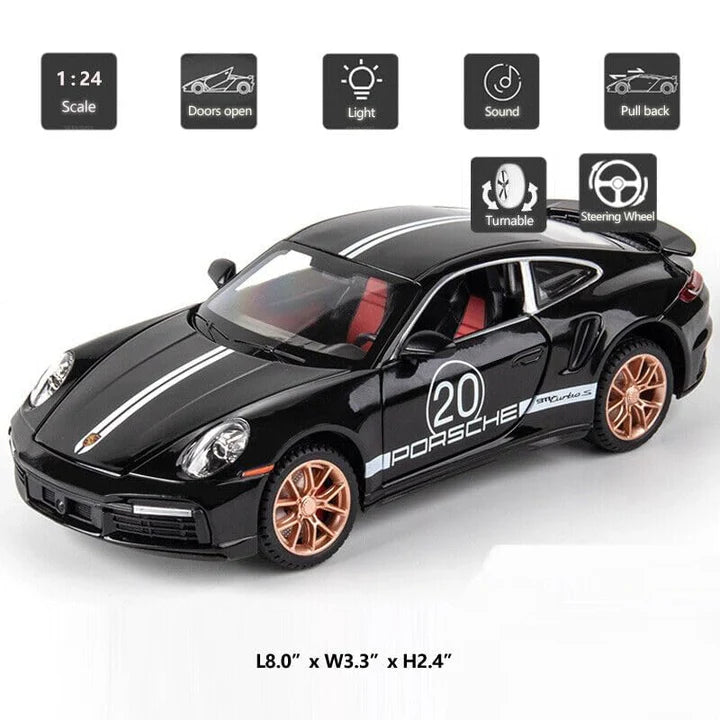 Porsche Turbo 911 - Diecast Metal Car - Scale 1:32 / 1:24