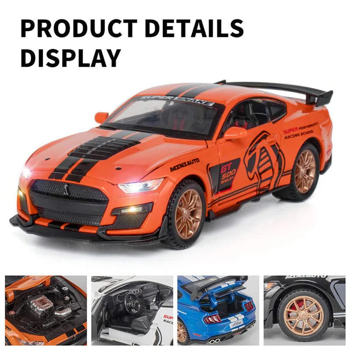Mustang Gt500 Orange Scale  Model  - Diecast Metal Car - Scale 1:32