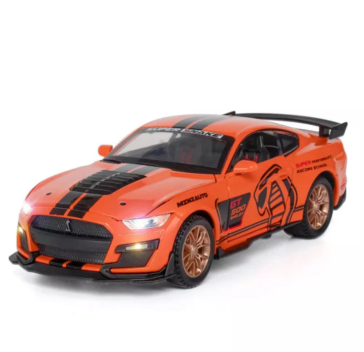 Mustang Gt500 Orange Scale  Model  - Diecast Metal Car - Scale 1:32