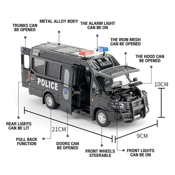 Police Van- Diecast Metal Car - Scale 1:24
