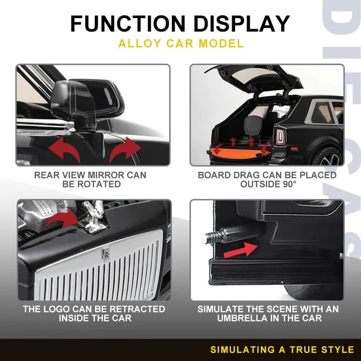 Rolls Royce Cullinan Gray- Diecast Metal Car - Scale 1:24