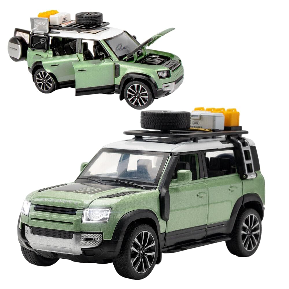 Land Rover Defender Camping Model - Diecast Metal Car - Scale 1:24
