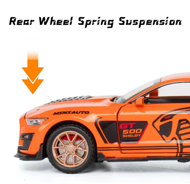 Mustang Gt500 Orange Scale  Model  - Diecast Metal Car - Scale 1:32