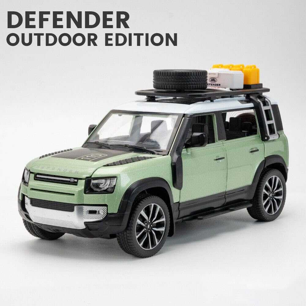 Land Rover Defender Camping Model - Diecast Metal Car - Scale 1:24