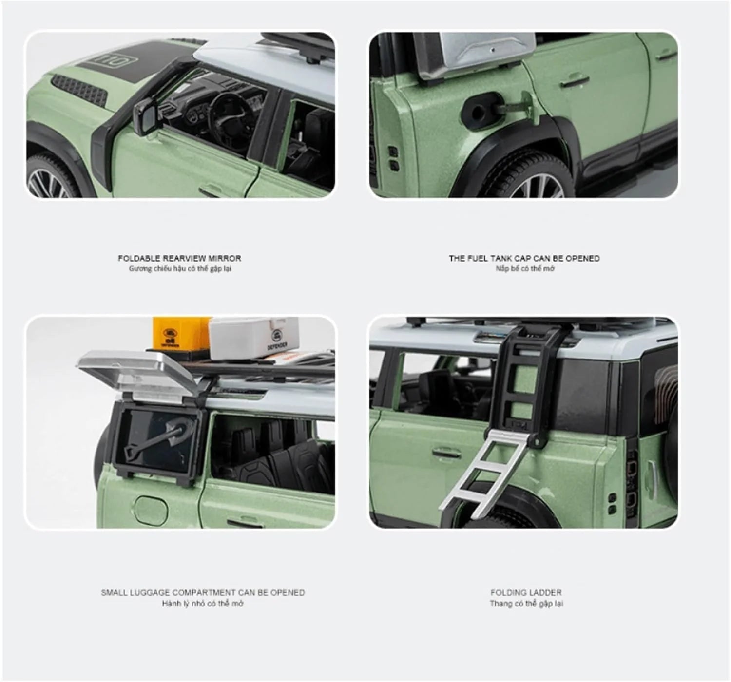 Land Rover Defender Camping Model - Diecast Metal Car - Scale 1:24
