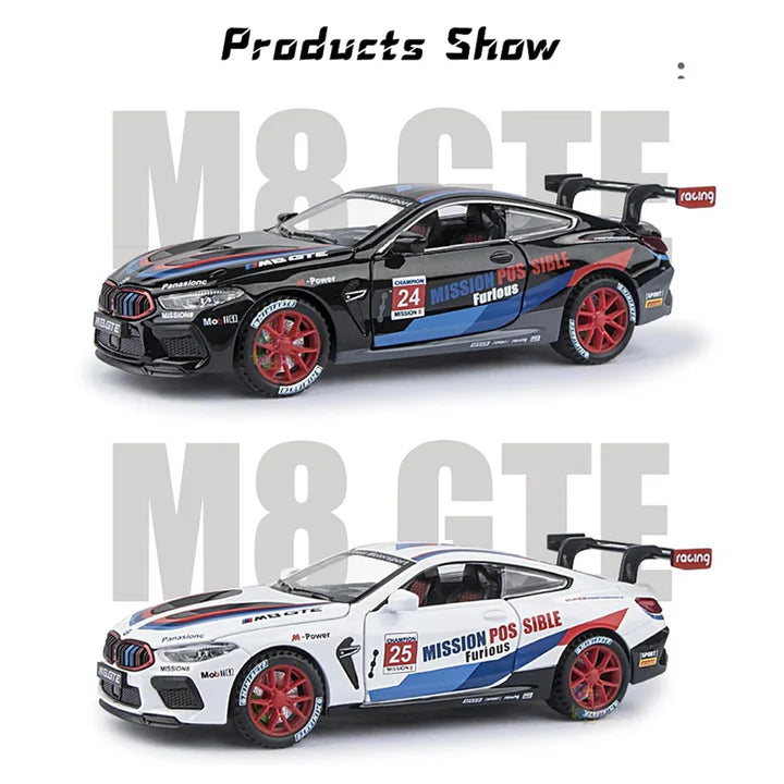 Bmw M8 Gte - Diecast Metal Car - Scale 1:24/1:32