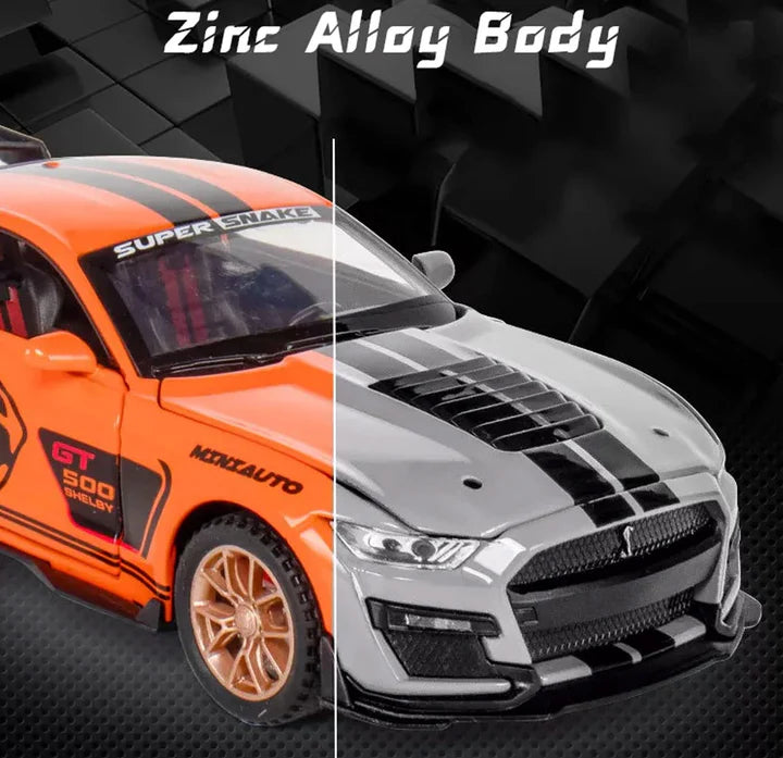 Mustang Gt500 Orange Scale  Model  - Diecast Metal Car - Scale 1:32