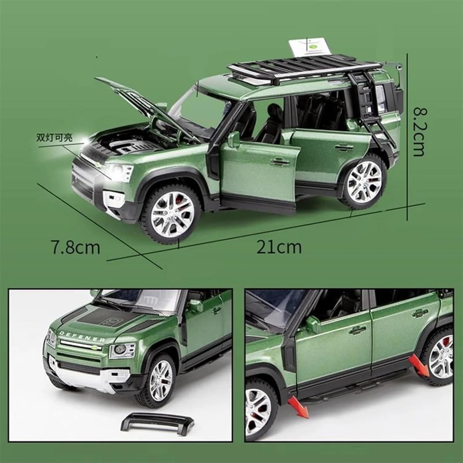 Land Rover Defender Camping Model - Diecast Metal Car - Scale 1:24