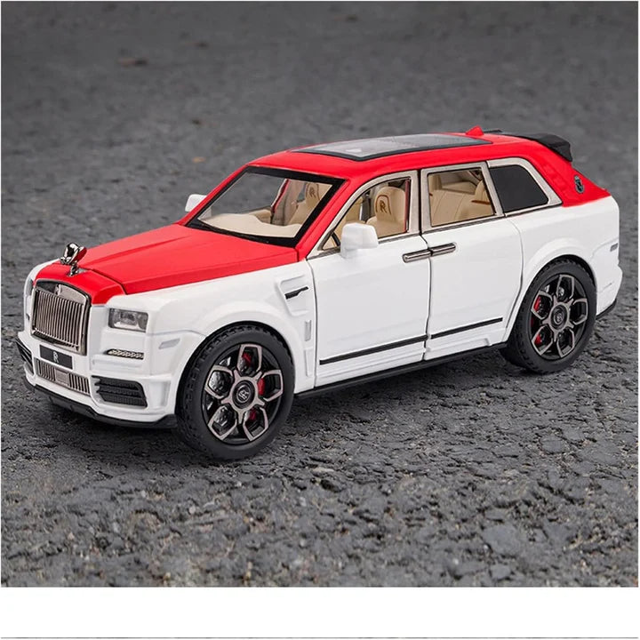 Rolls Royce Cullinan White-Red - Diecast Metal Car - Scale 1:24