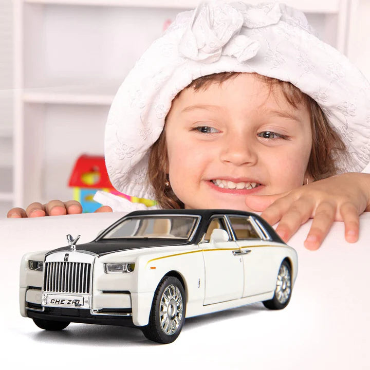 Rolls Royce Phantom White-Blue - Diecast Metal Car - Scale 1:32 / 1:24