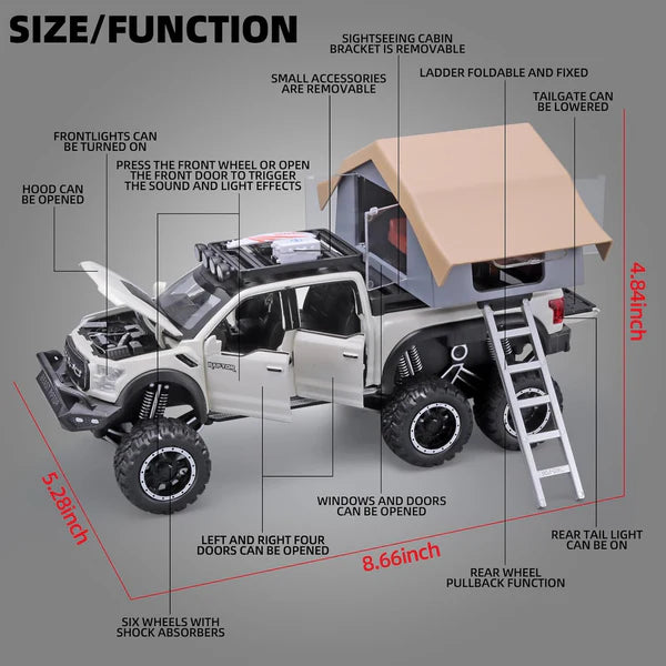 Raptor F-150 Pick Up for Kids - Diecast Metal Car - Scale 1:24