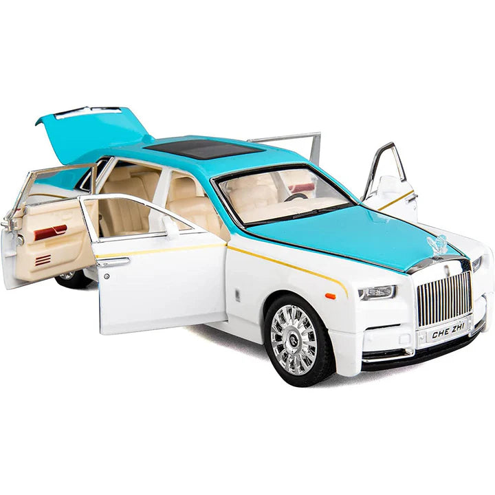 Rolls Royce Phantom White-Blue - Diecast Metal Car - Scale 1:32 / 1:24