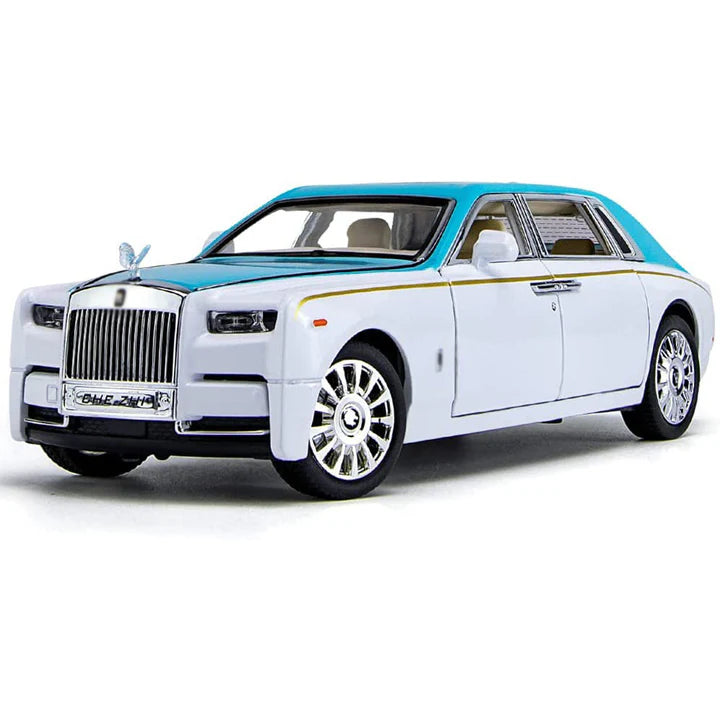 Rolls Royce Phantom White-Blue - Diecast Metal Car - Scale 1:32 / 1:24