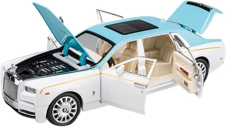 Rolls Royce Phantom White-Blue - Diecast Metal Car - Scale 1:32 / 1:24