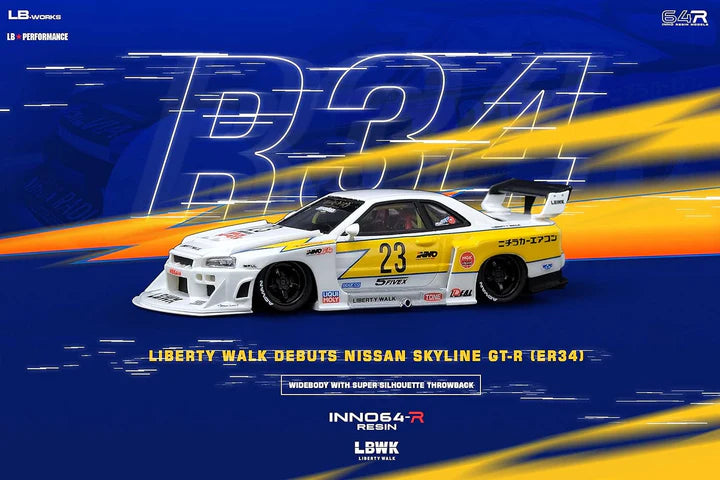 Lbwk Nissan E-r34 Super Silhouette Skyline Gtr - Diecast Metal Car - Scale 1:24