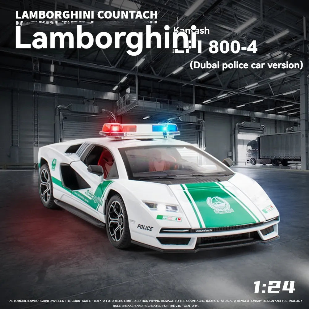 Lamborghini 800 Police - Diecast Metal Car - Scale 1:24