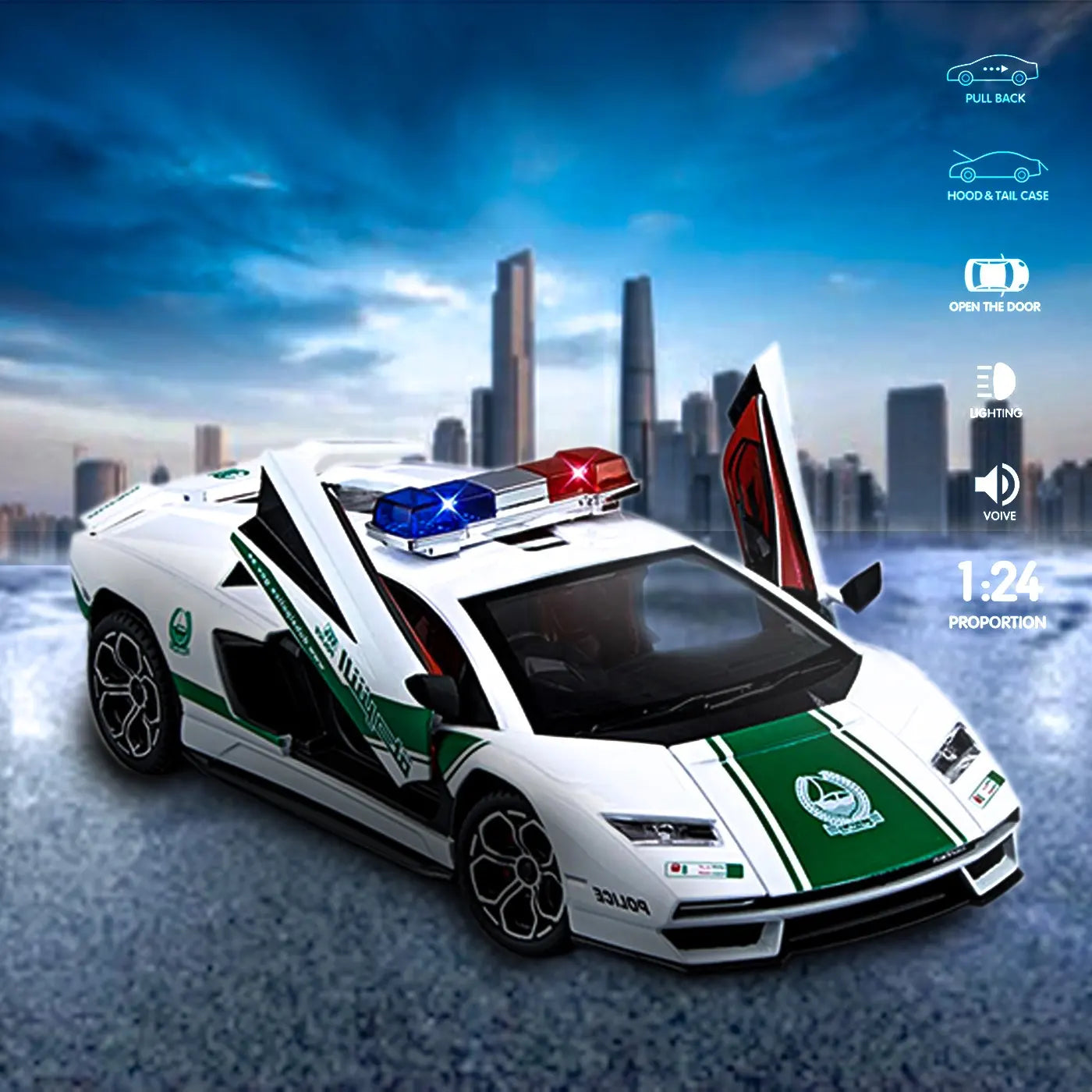 Lamborghini 800 Police - Diecast Metal Car - Scale 1:24