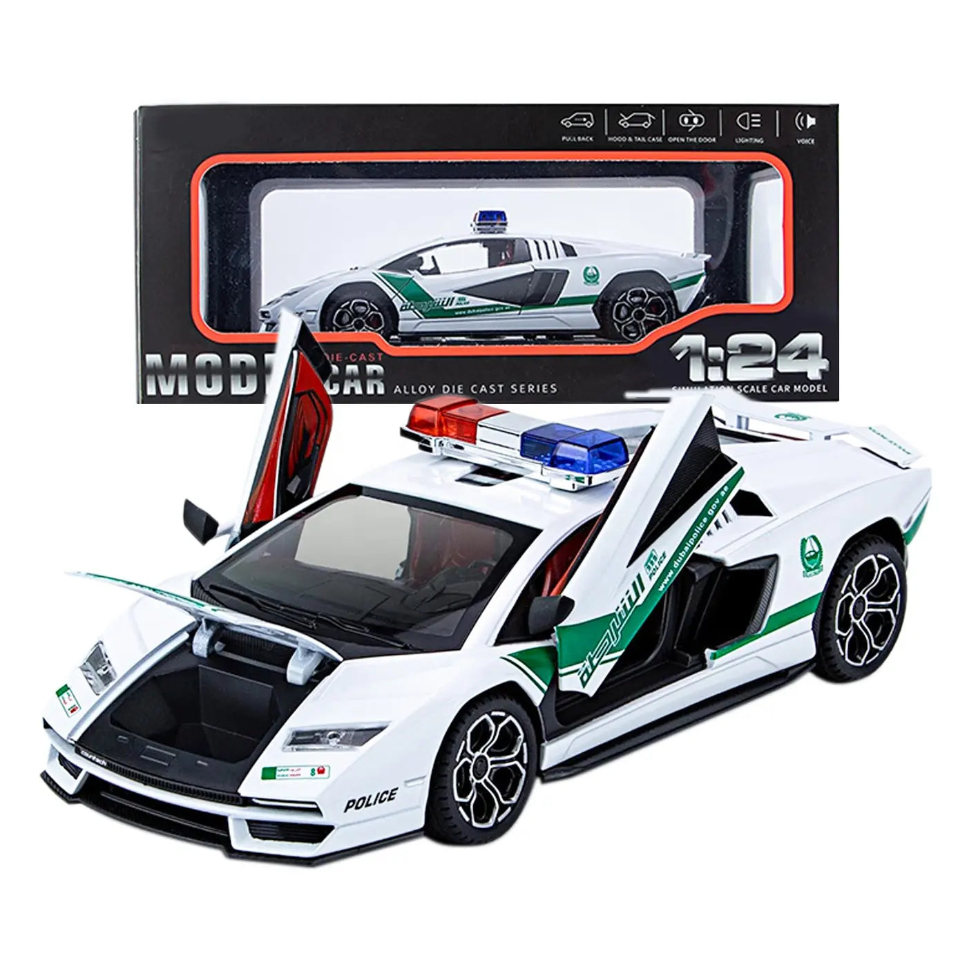 Lamborghini 800 Police - Diecast Metal Car - Scale 1:24
