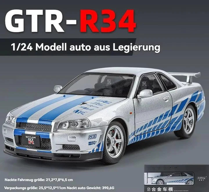 Nissan Skyline Gtr 34- Diecast Metal Car - Scale 1:24