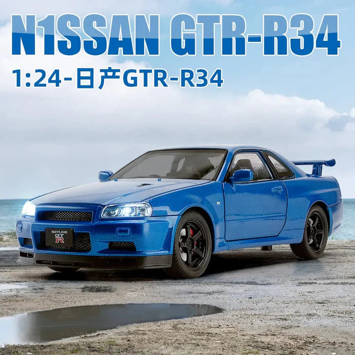 Nissan Skyline Gtr 34- Diecast Metal Car - Scale 1:24