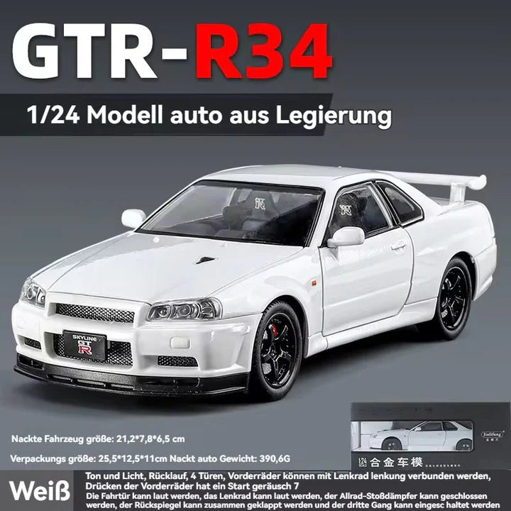 Nissan Skyline Gtr 34- Diecast Metal Car - Scale 1:24