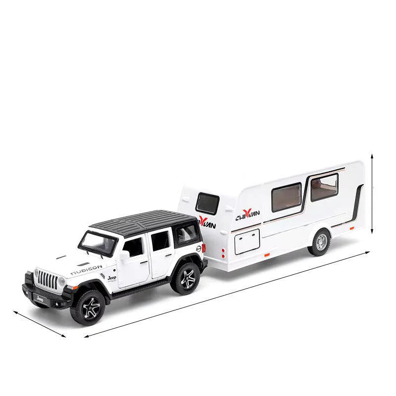 Jeep Rubicon with Trailer - Diecast Metal Car - Scale 1:24