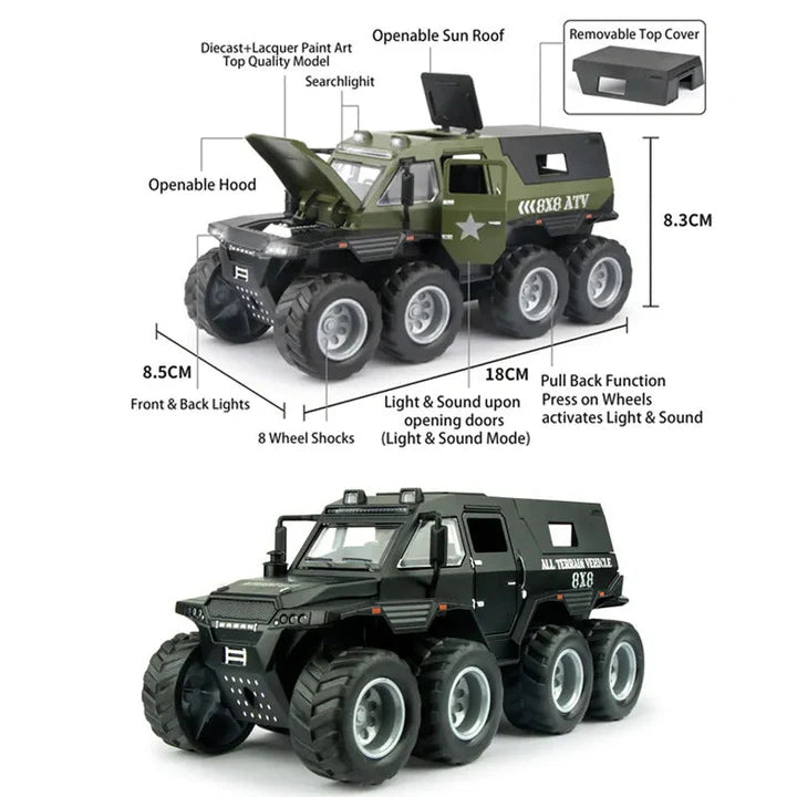 8X8 OFF-ROAD REFITTED MODEL ADVENTURE SUV - Diecast Metal Car - Scale 1:32