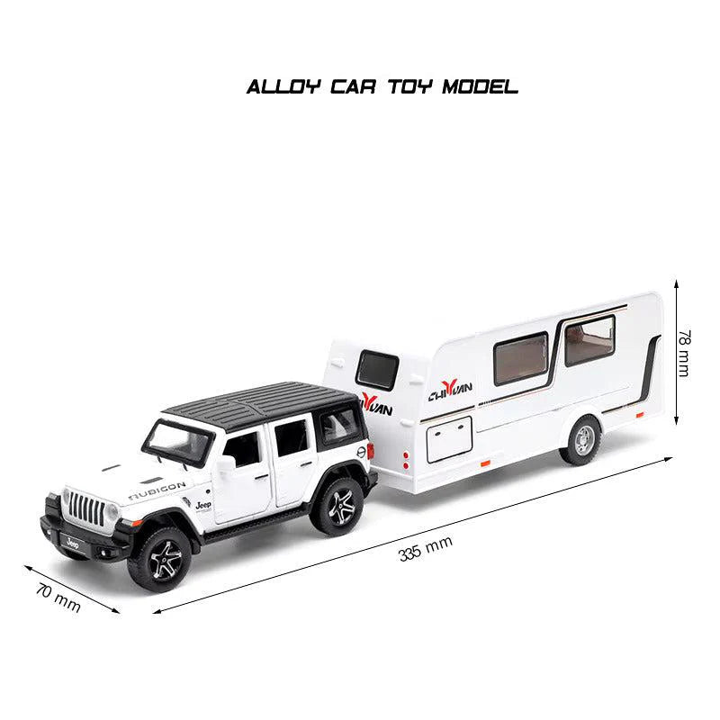 Jeep Rubicon with Trailer - Diecast Metal Car - Scale 1:24