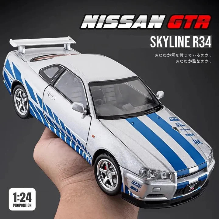 Nissan Skyline Gtr 34- Diecast Metal Car - Scale 1:24