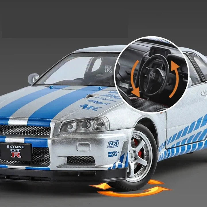 Nissan Skyline Gtr 34- Diecast Metal Car - Scale 1:24